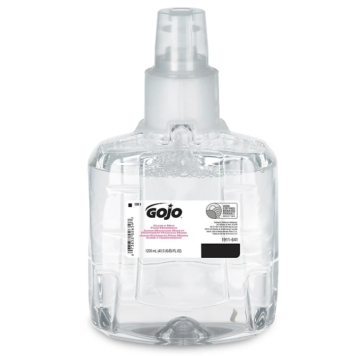 GOJO Clear & Mild Foaming Soap Refill, Unscented, 40.5 Oz., 2/Carton (1911-02)