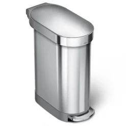 Simplehuman Slim Step Trash Can, Brushed Stainless Steel, 12 Gal. (CW2044)