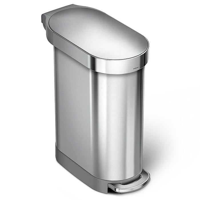 Simplehuman Slim Step Trash Can, Brushed Stainless Steel, 12 Gal. (CW2044)