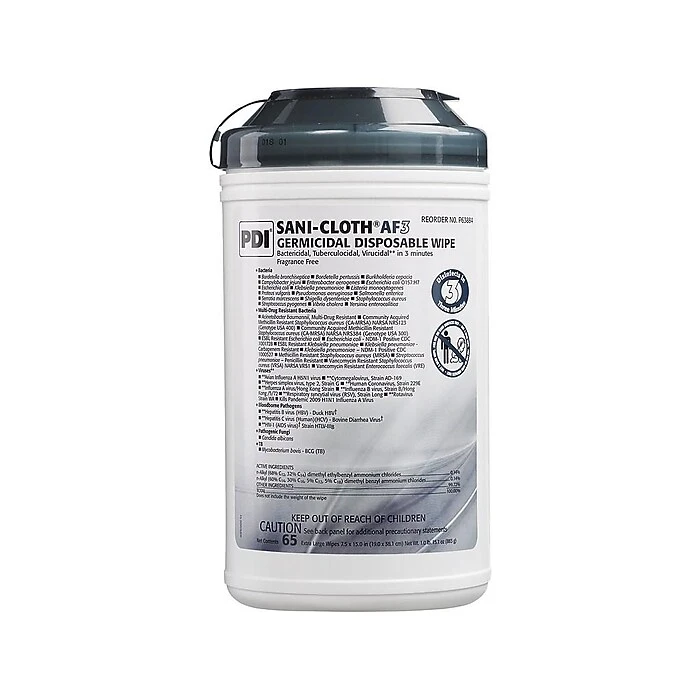 PDI Sani-Cloth AF3 Disinfecting Wipes, 65 Wipes/Container, 6/Carton (P63884) - Image 2