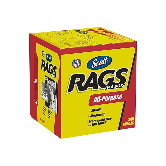 Scott In A Box Cellulose Rags, White, 200 Sheets/Box (75260) - Image 3