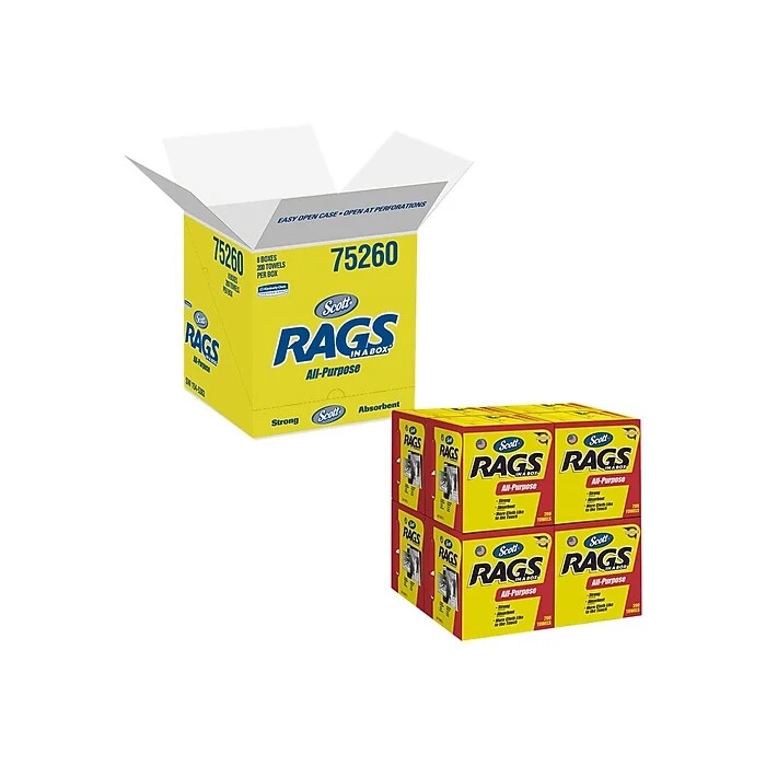 Scott In A Box Cellulose Rags, White, 200 Sheets/Box (75260) - Image 4