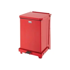 Rubbermaid Defenders Indoor Step Trash Can, Red Metal, 4 Gal. (FGST7EPLRD)