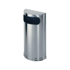 Rubbermaid Half Round Indoor Trash Can W/ No Lid, Stainless Steel Metal, 9 Gal. (FGSO8SSSPL)