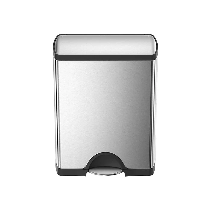 Simplehuman Commercial Products Stainless Steel Trash Can, 12.15 Gal., Silver/Black (CW1830)