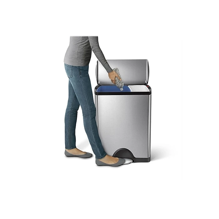 Simplehuman Commercial Products Stainless Steel Trash Can, 12.15 Gal., Silver/Black (CW1830) - Image 5