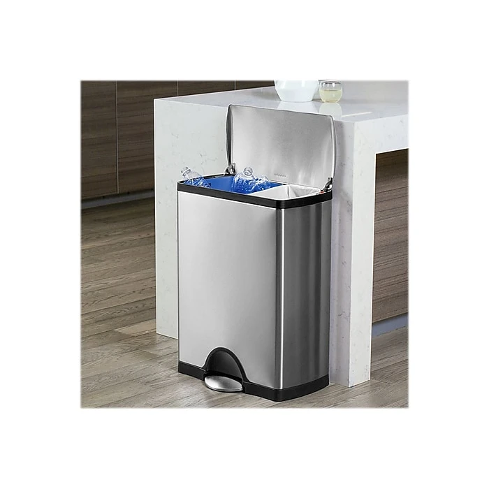 Simplehuman Commercial Products Stainless Steel Trash Can, 12.15 Gal., Silver/Black (CW1830) - Image 6