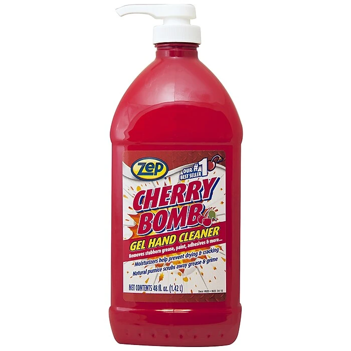 Zep Cherry Bomb Hand Soap Cleaner Gel, Mild Cherry Scent, 48 Oz., 4/Carton (ZUCBHC484)