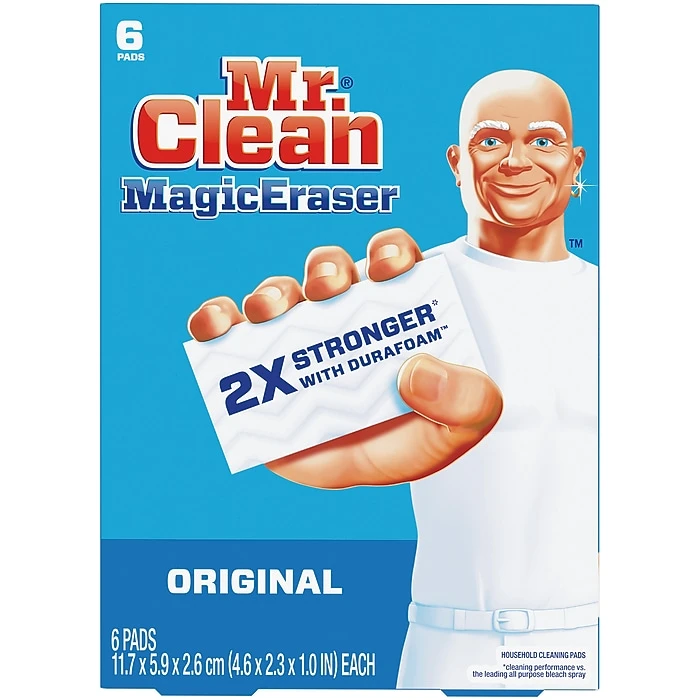 Mr. Clean Magic Eraser Original, Cleaning Pads With Durafoam, 6 Count, 6 Packs/Carton (79009)