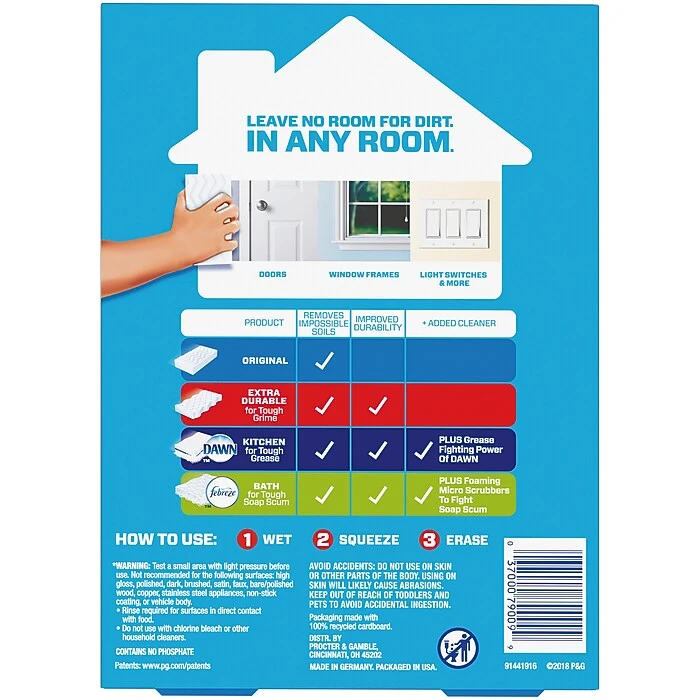 Mr. Clean Magic Eraser Original, Cleaning Pads With Durafoam, 6 Count, 6 Packs/Carton (79009) - Image 2