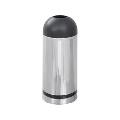 Safco Reflections Indoor Trash Can W/Lid, Chrome/Black Steel, 15 Gal. (9871)