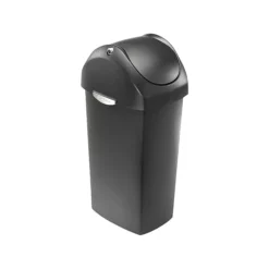 Simplehuman Indoor Swing Lid Trash Can, Gray Plastic, 16 Gal. (CW1335)