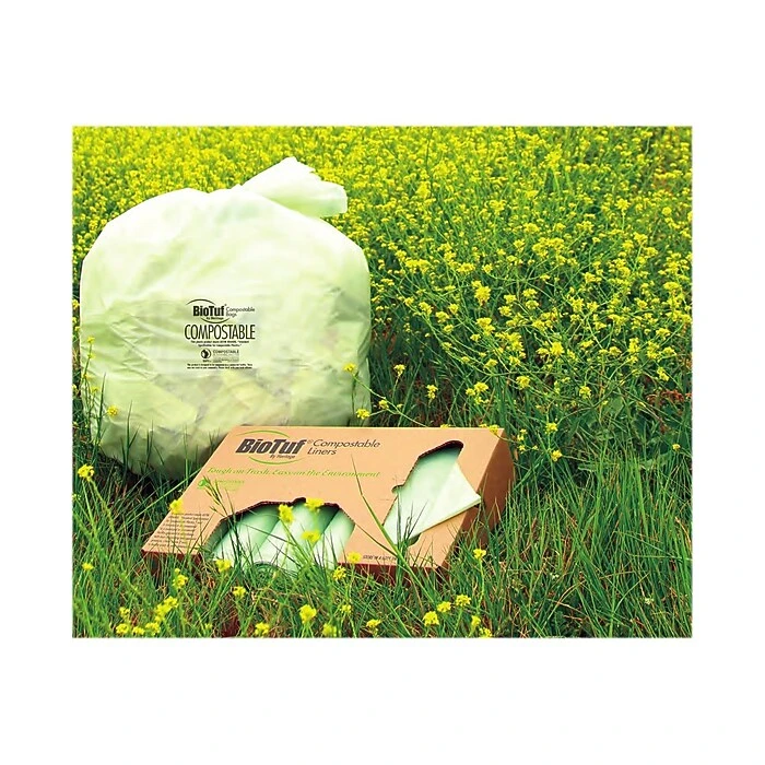 BioTuf Compostable 55-60 Gallon Trash Bags, 38x58, 0.9 Mil, White, 20 Bags/Roll, 5 Rolls (Y7658TE R01) - Image 2