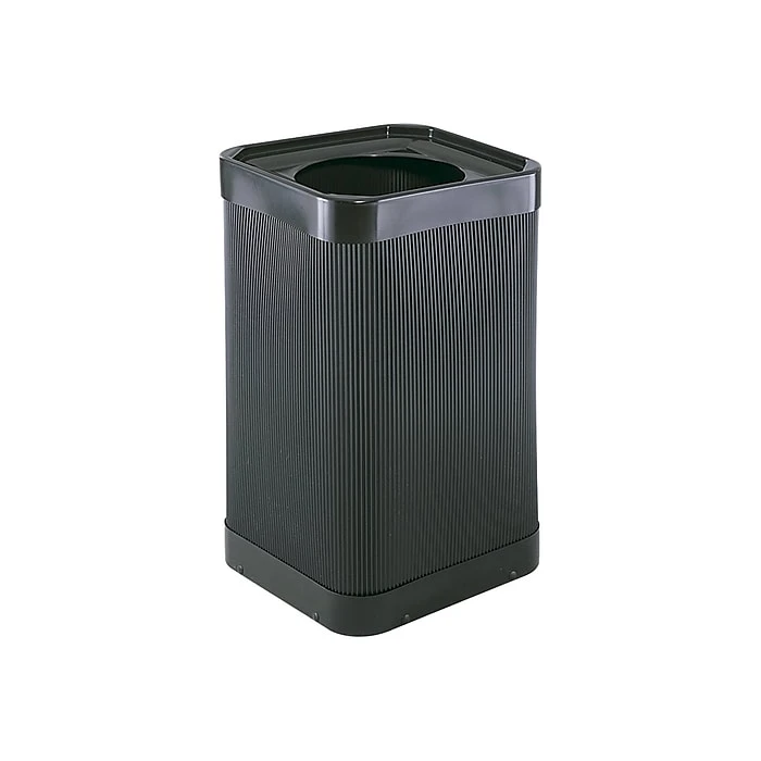 Safco At-Your-Disposal Outdoor Trash Can With Lid, Black HDPE, 38 Gal. (9790BL)