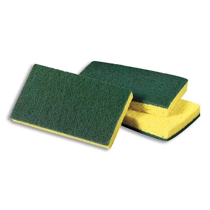 Scotch-Brite™ Medium Duty Scrub Sponge, Green/Yellow, 10/Pack (74CC)