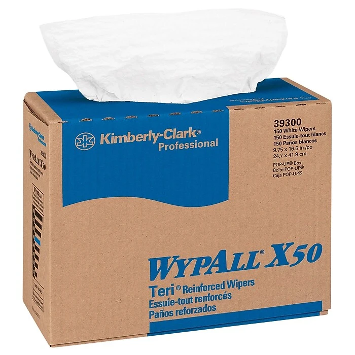 WypAll® X50 TERI Reinforced Center Pull Wipers, 1 Ply, White, Pack Of 150 (39300)