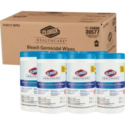 Bleach Germicidal Wipes, 6 X 5, Unscented, 150/Canister, 6 Canisters/Carton