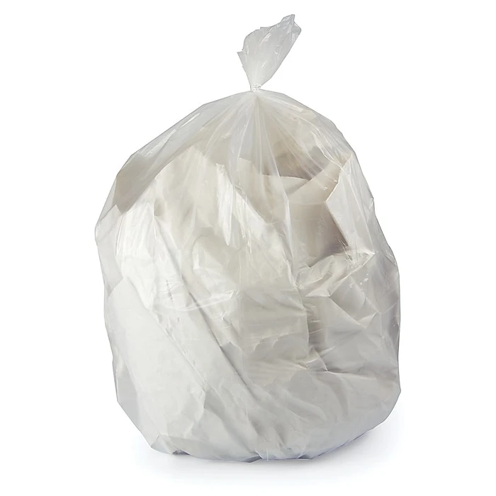 Heritage LLDPE 56 Gallon Trash Bag Liner, Low Density, 0.7 Mil, Flat Pack, Clear, 100/Carton (H8647HC)