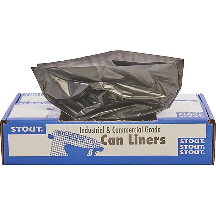 Stout Total Recycled Content 56 Gal. Recycling Trash Bags, Low Density, 1.5 Mil, Brown, 100/Carton - Image 3