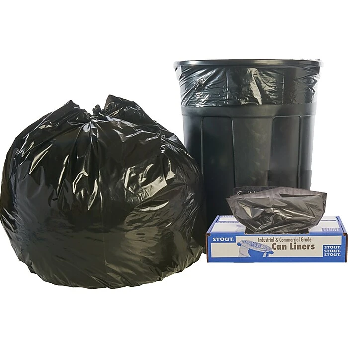 Stout Total Recycled Content 56 Gal. Recycling Trash Bags, Low Density, 1.5 Mil, Brown, 100/Carton - Image 5