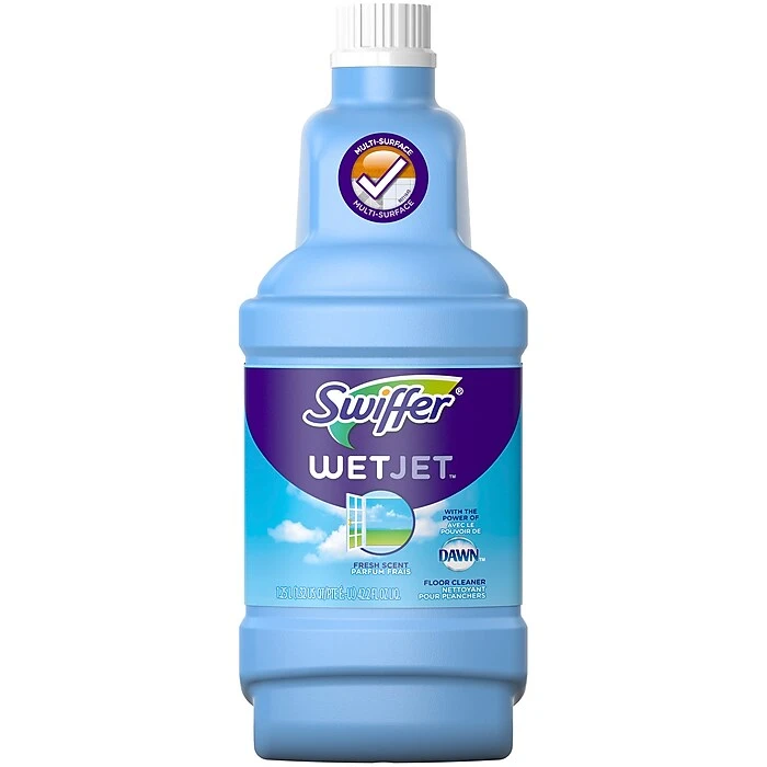 Swiffer WetJet Multi-Purpose Floor/Hardwood Liquid Cleaner Mop Solution Refill, Open Window Fresh Scent, 42.2 Fl Oz (23679)
