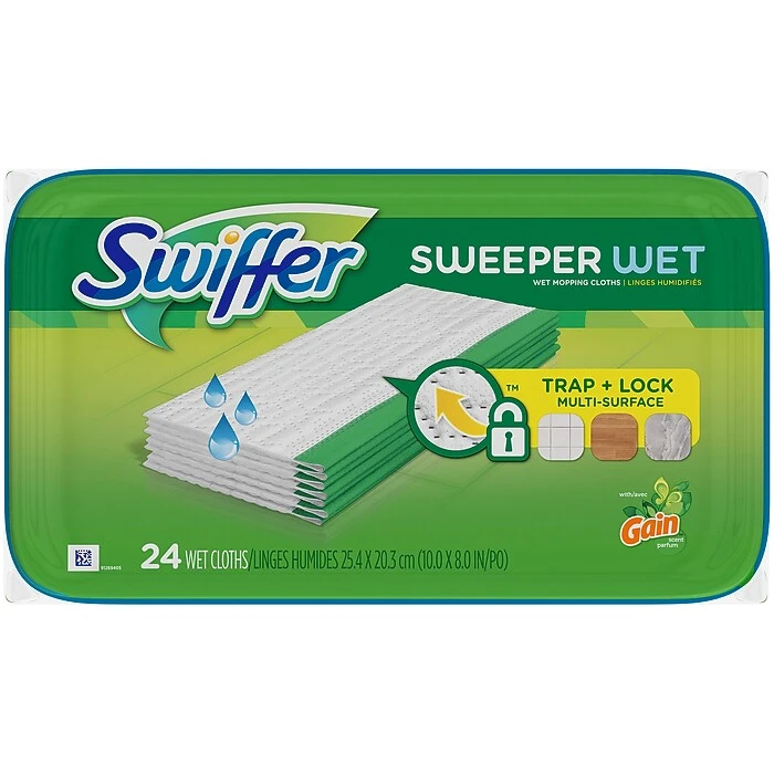 Swiffer Sweeper TRAP + LOCK Wet Refill Mop Pads With Gain, 24/Pack (95532)