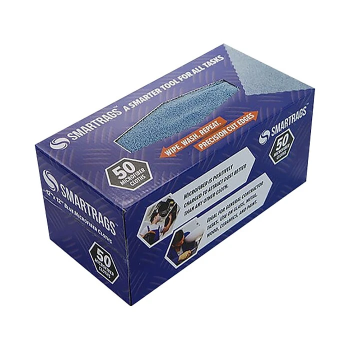 Monarch Brands SmartRags Microfiber Rags, Blue, 50/Box (M950B)