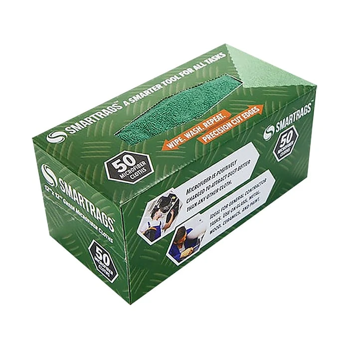 Monarch Brands SmartRags Microfiber Rags, Green, 50/Box (M950G)