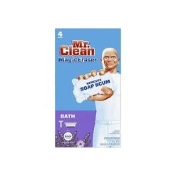 Mr. Clean Magic Eraser Bath White Scouring Pad, Lavender Scent, 4/Pack (51099)
